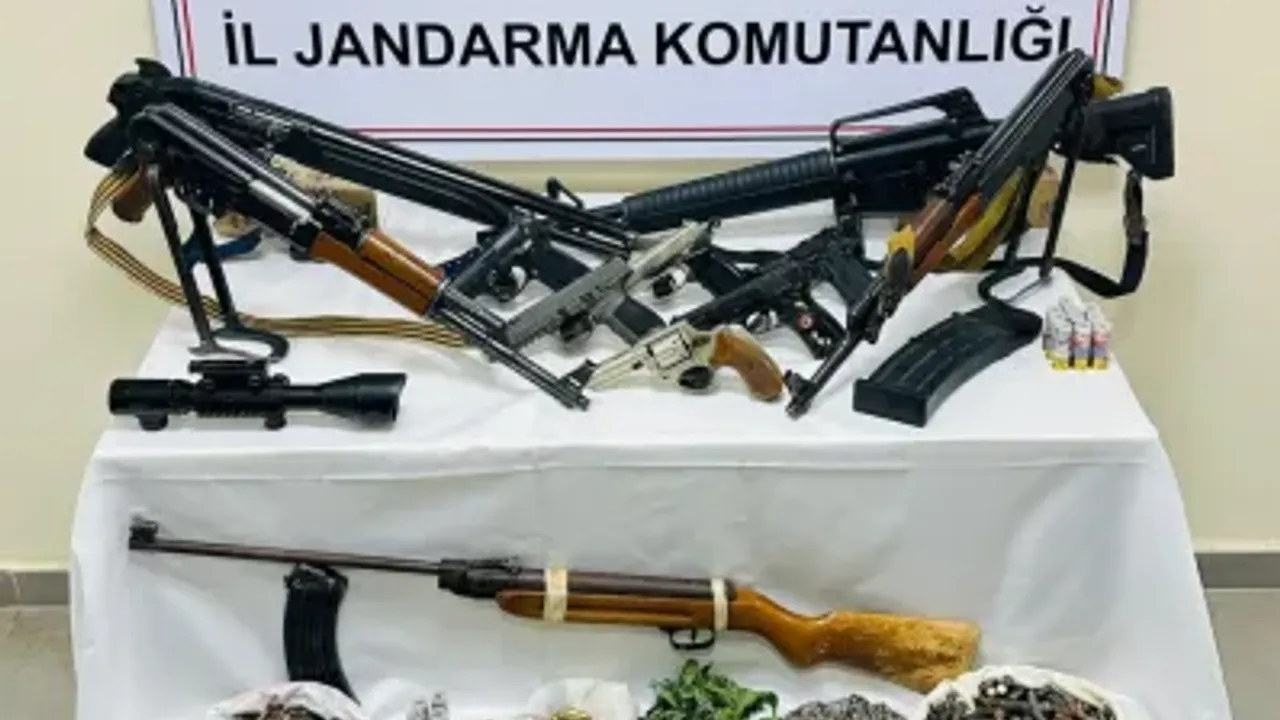 Su bidonunda tabanca, saksılarda kenevir ele geçirildi; 7 gözaltı