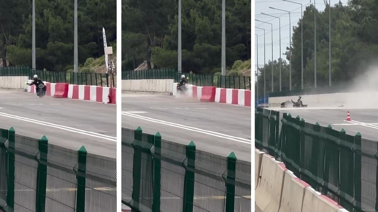 Kepez'deki motodrag şampiyonasında gidon tokatlaması kazası
