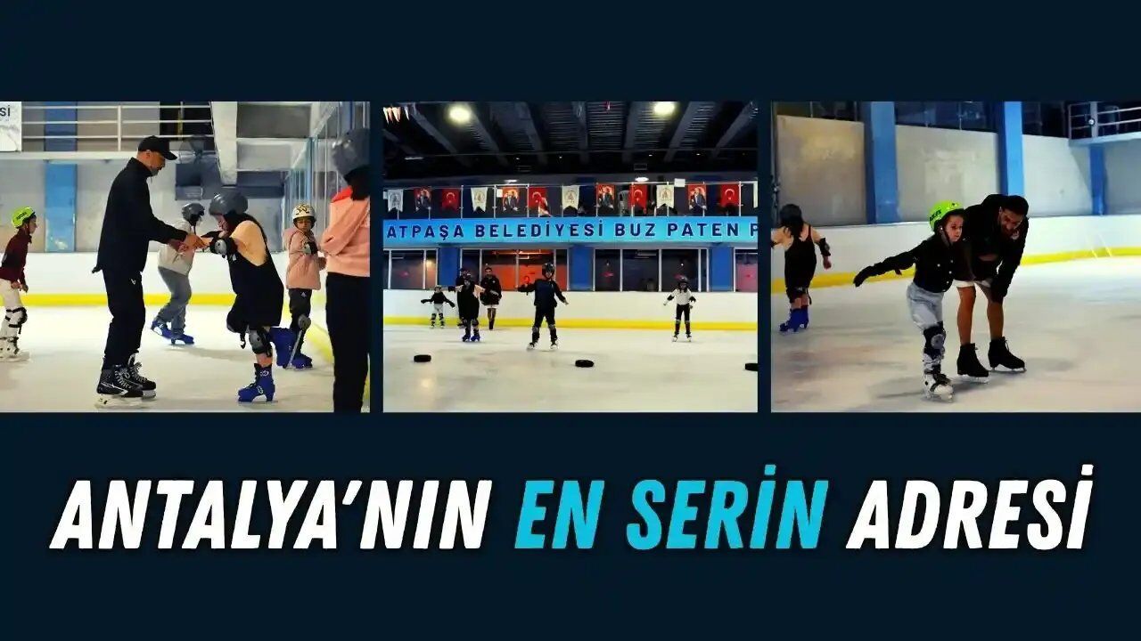 Muratpaşa'da sıcak havaya karşı buz pateni alternatifi
