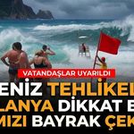 Alanya'da dev dalgalar nedeniyle denize girmek yasaklandı
