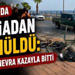 Alanya’da faciadan dönüldü: Ani manevra kazayla bitti