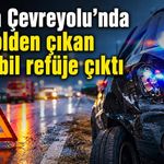 Alanya Çevreyolu’nda kontrolden çıkan otomobil refüje çıktı