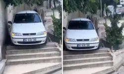 Navigasyon Hatası: Otomobil Merdivenlerde Sıkıştı