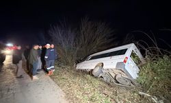 Kontrolden çıkan minibüs şarampole devrildi