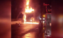 Seyir halindeki TIR alev topuna döndü