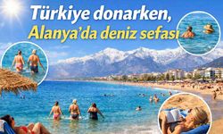 Türkiye donarken, Alanya'da deniz sefası