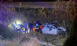 Kontrolden çıkan otomobil dere yatağına uçtu