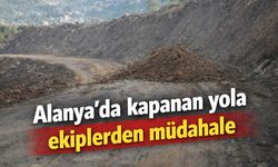 Alanya'da kapanan yola ekiplerden müdahale
