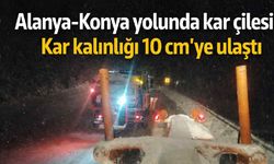 Alanya-Konya yolunda kar çilesi: Kar kalınlığı 10 cm'ye ulaştı