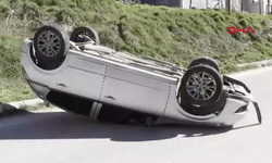 Kontrolden çıkan otomobil takla attı