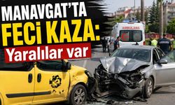 Manavgat’ta ticari taksi ile otomobil çarpıştı: 2 yaralı