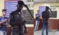 Başına pala saplanan genç acilde telefonuyla ilgilendi