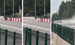 Kepez'deki motodrag şampiyonasında gidon tokatlaması kazası