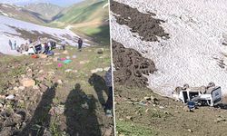 İşçi minibüsü uçuruma devrildi: 1 ölü, 7 yaralı