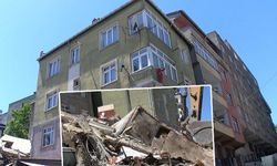 Halkalı'da yıkılan bina yandaki apartmanın üstüne çöktü