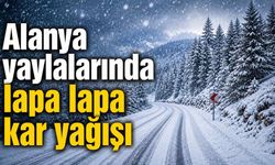 Alanya yaylalarında lapa lapa kar yağışı