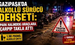 Gazipaşa’da alkollü sürücü d*hşeti: Park halindeki araçlara çarpıp takla attı