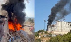 Alanya'da üniversite yerleşkesi inşaatında yangın