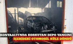 Konyaaltı'nda depo yangını: İçerideki otomobil küle döndü
