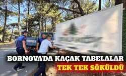 Bornova'da kaçak tabela ve ruhsat denetimi yapıldı