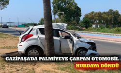 Gazipaşa'da otomobil palmiye ağacına çarptı: 1 yaralı