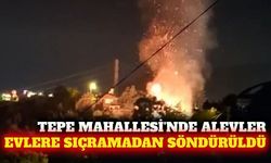 Tepe Mahallesi'nde evlere yakın sazlık yangını