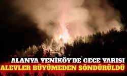 Alanya Yeniköy'de gece çıkan orman yangını söndürüldü