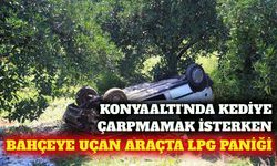 Konyaaltı'nda kediye çarpmamak için bahçeye uçtu