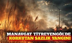 Manavgat Titreyengöl kenarında sazlık yangını söndürüldü