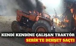 Serik'te kısa devre yapan traktör yangına neden oldu