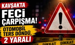 Kavşakta feci çarpışma! Otomobil ters döndü, 2 yaralı