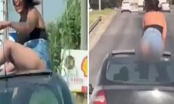 Araba üstünde Uygunsuz hareket yapan kadına gözaltı