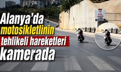 Alanya’da motosikletlinin tehlikeli hareketleri kamerada