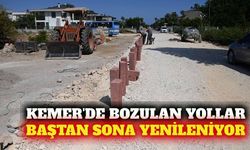Kemer'de bozulan yollar için onarım çalışması başladı