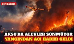 Aksu'da havalimanı yakınındaki orman yangını sürüyor