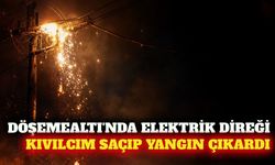 Döşemealtı'nda elektrik direğindeki şase yangına neden oldu