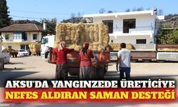 Aksu'da yangından zarar gören üreticiye saman desteği