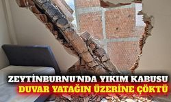 Zeytinburnu'nda yıkım kazası: Duvar yatağın üzerine çöktü