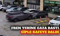 Fren yerine gaza basan cip sürücüsü kafeye girdi