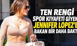 Ten rengi spor kıyafeti giyen Jennifer Lopez'e bakan bir daha baktı