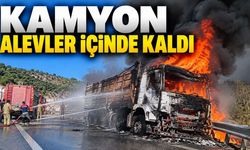 Manavgat’ta bariyerlere çarpan kamyon alev aldı: Sürücü yaralandı