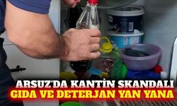 Arsuz'da okul kantininde gıda ve deterjan aynı dolapta