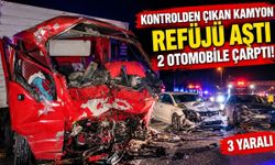 Manavgat'ta kontrolden çıkan kamyon refüjü aştı, 2 otomobile çarptı!