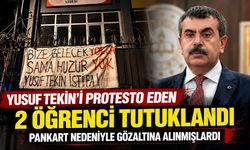 Yusuf Tekin'i protesto eden 2 öğrenci tutuklandı! Pankart nedeniyle gözaltına alınmışlardı