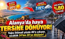 Alanya'da hava tersine dönüyor! Yağış ihtimali yüzde 80'e çıktı, sıcaklık 4 derece düşecek