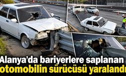 Alanya’da bariyerlere saplanan otomobilin sürücüsü yaralandı