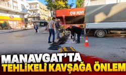 Manavgat'ta kazaların yaşandığı kavşağa hız kesici yerleştirildi