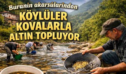 Buranın akarsularından köylüler kovalarla altın topluyor