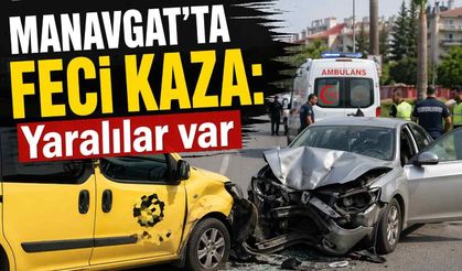 Manavgat’ta ticari taksi ile otomobil çarpıştı: 2 yaralı
