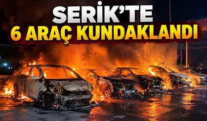 Serik’te galeride 6 otomobili yakan şüpheli tutuklandı